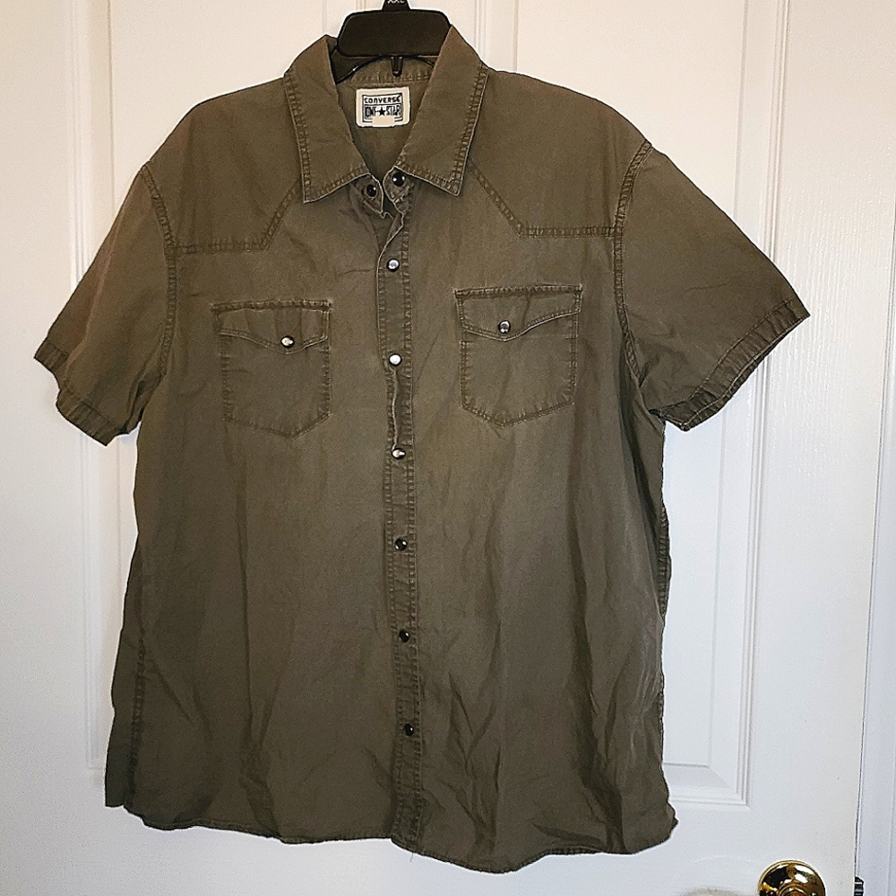 Snap up, short sleeve Shirt Army Green 2X